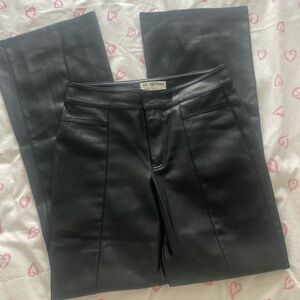 We The Free Black Leather Flare Jeans